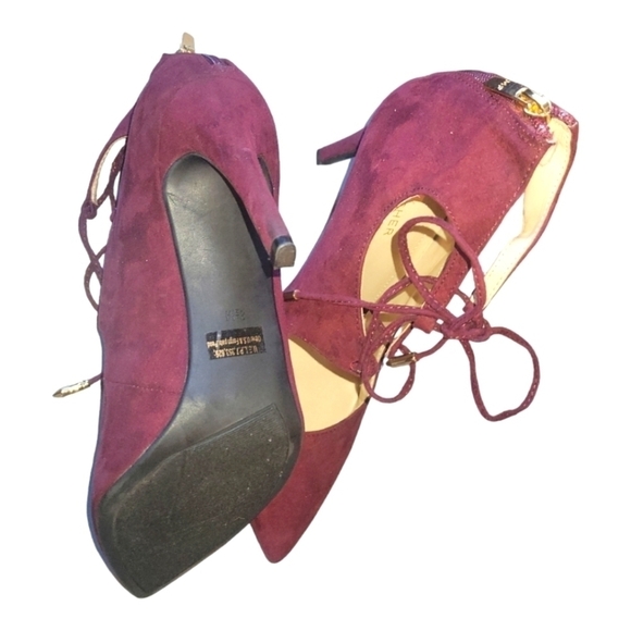 Marc Fisher Suede 4" Lace-Up Zip back Ankle Closure Heels Sz 8.5 - Picture 5 of 13